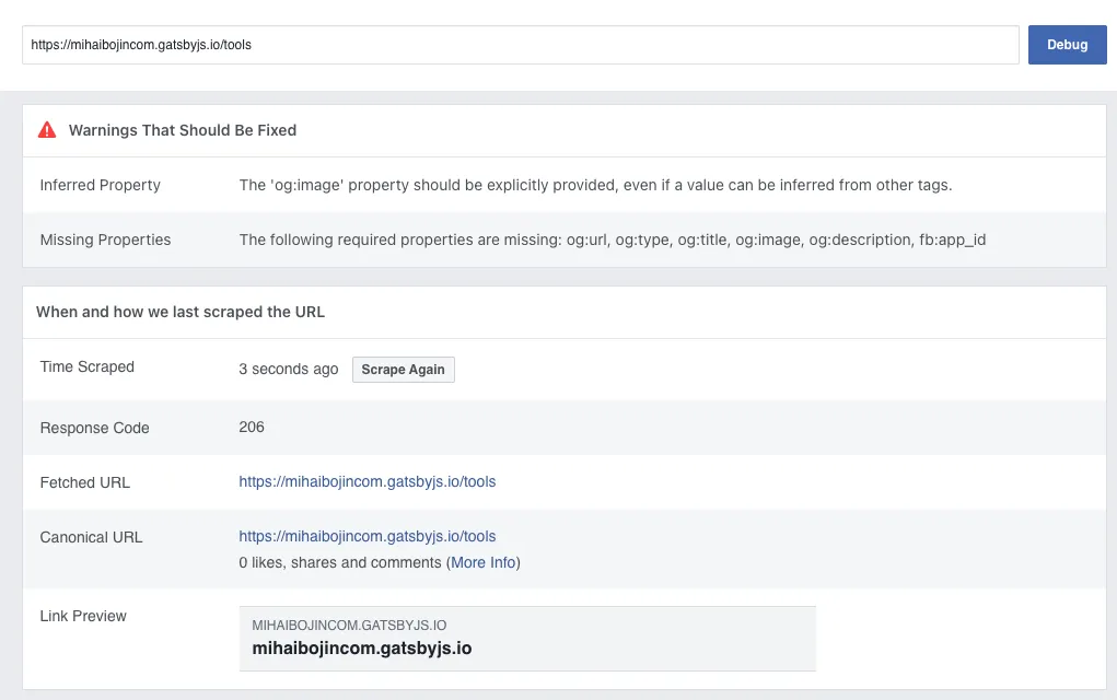 Facebook validation error